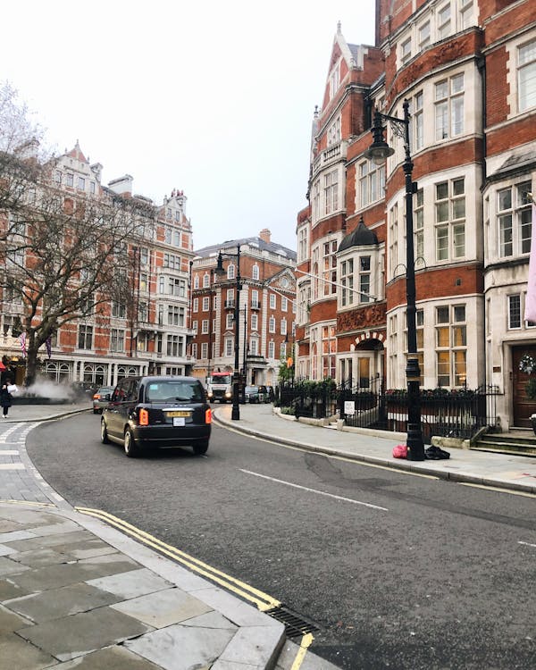 London street with apartment buildings